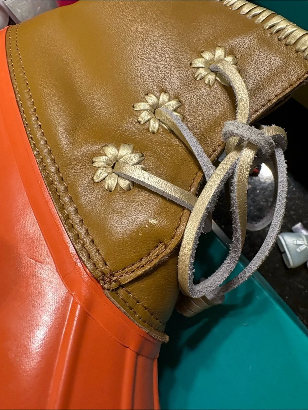 Jack Rogers Orange & Tan Duck Boots